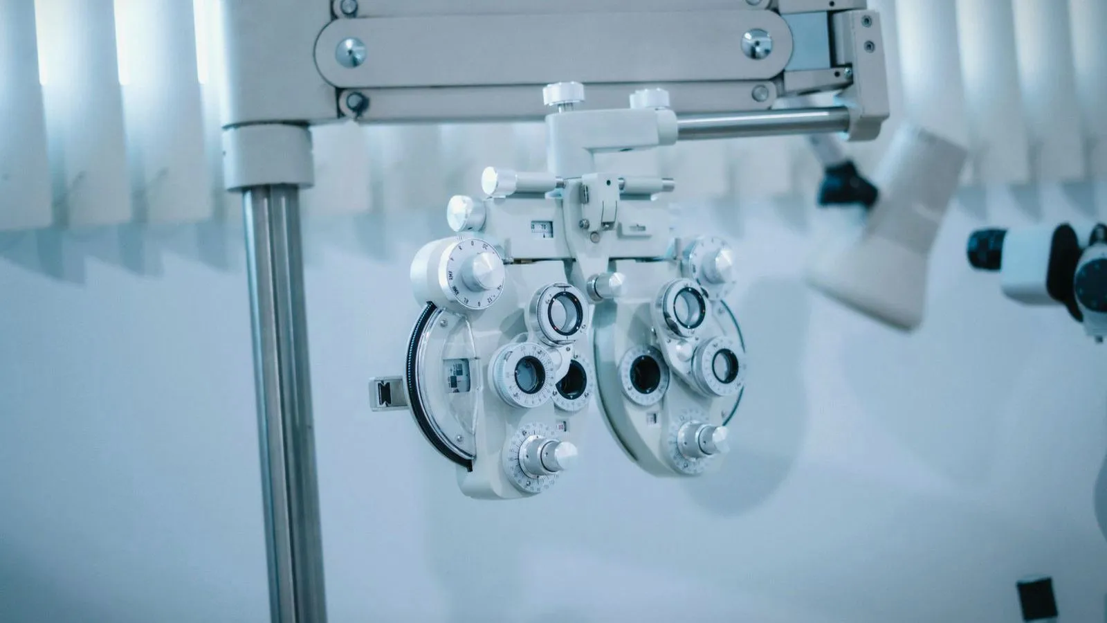 A phoropter, the lens-testing device used in an eye examination